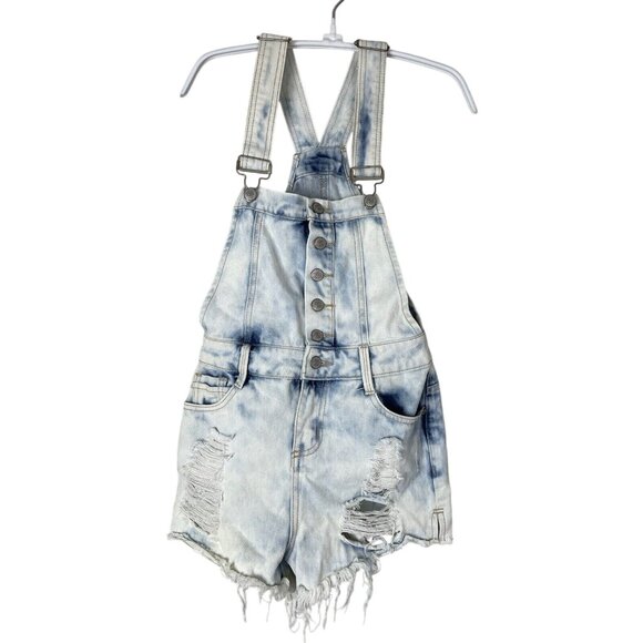 Harmony and Havoc Pants - Harmony + Havoc Denim Overalls Shortalls Size 3 Destroyed Distressed Acid Wash